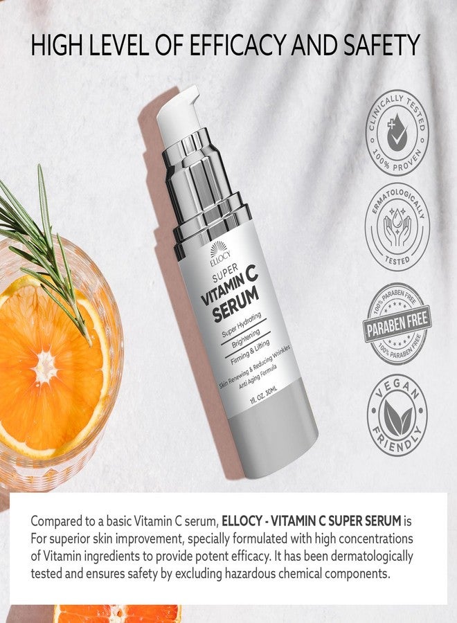 Ellocy Super Vitamin C Serum for Women Over 70: Vitamin C Vitamin E Hyaluronic Acid Caffeine Hydrating - Hydrates Firms Lifts Smooths Targets Age Spots Wrinkle - All In One Formula for Mature Skin 30ml - Image 5